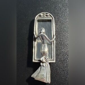 Vintage Woman Gazing in Mirror Brooch Pin